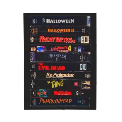 Retro Horror Movies VHS Blanket – Cozy Classic Horror Throw T-Shirt - Buy Now at American Artist Merch