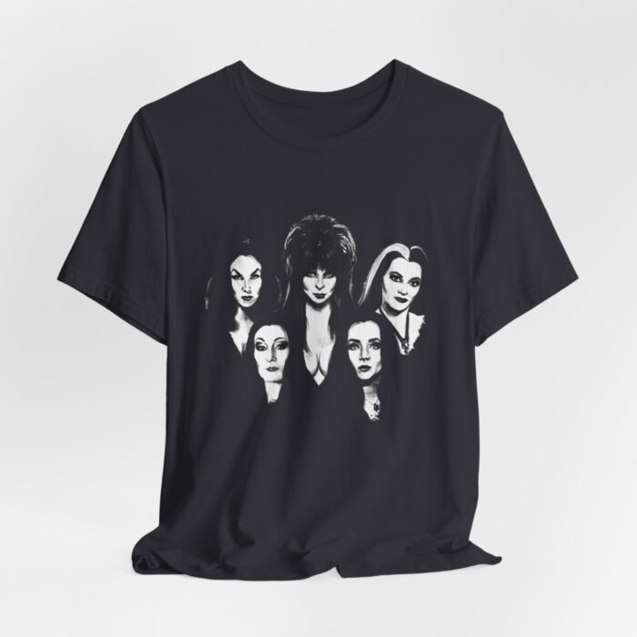 Women of Horror- Vampira, Morticia, Elvira, lily Short Sleeve Tee T-Shirt - Buy Now at American Artist Merch