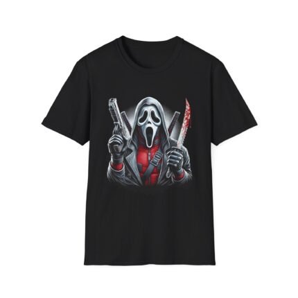 Scream x Deadpool Mashup T-Shirt – Merc with a Mask Graphic Tee T-Shirt - Buy Now at American Artist Merch