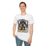 Michigan Wolverines Horror Mashup Shirt - Fear the Blue with a Chilling Twist T-Shirt - Buy Now at American Artist Merch