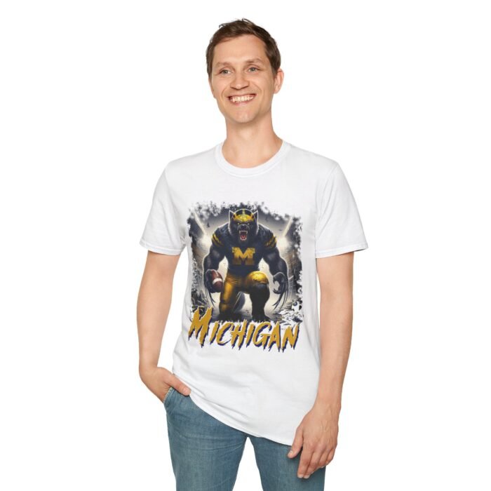 Michigan Wolverines Horror Mashup Shirt - Fear the Blue with a Chilling Twist T-Shirt - Buy Now at American Artist Merch