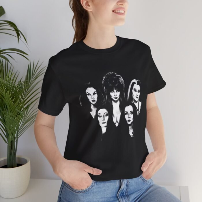 Women of Horror- Vampira, Morticia, Elvira, lily Short Sleeve Tee T-Shirt - Buy Now at American Artist Merch