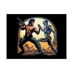 Rambo vs. Terminators Poster - Battle for Survival T-Shirt - Buy Now at American Artist Merch