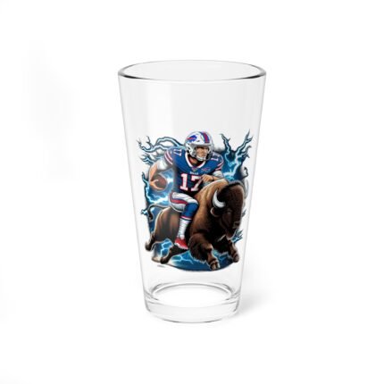 Josh Allen Riding a Buffalo Pint Glass – Bills Mafia Collectible T-Shirt - Buy Now at American Artist Merch