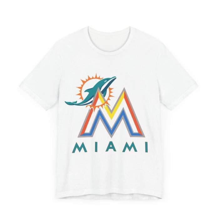 Miami Marlins & Dolphins Mash-Up T-Shirt - Ride the Waves of Miami Sports! T-Shirt - Buy Now at American Artist Merch