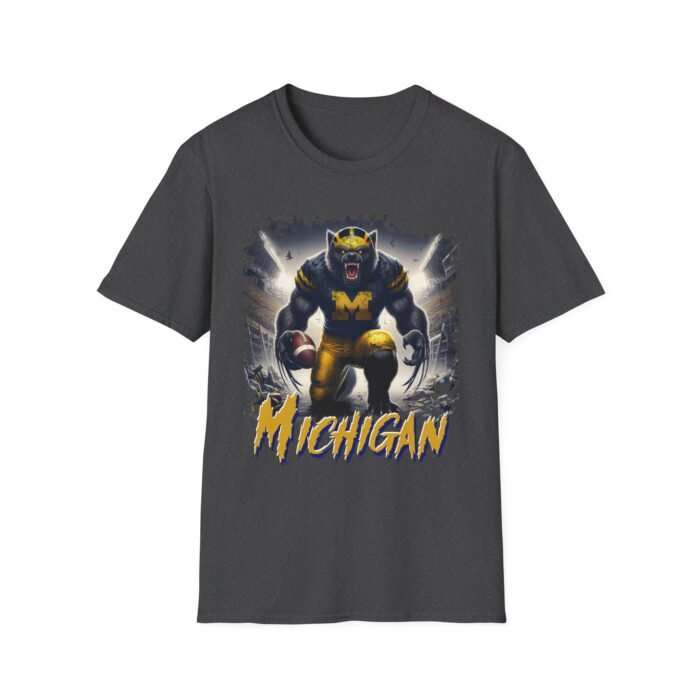 Michigan Wolverines Horror Mashup Shirt - Fear the Blue with a Chilling Twist T-Shirt - Buy Now at American Artist Merch