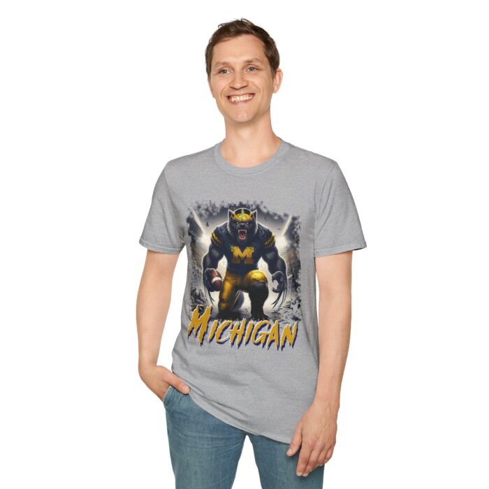 Michigan Wolverines Horror Mashup Shirt - Fear the Blue with a Chilling Twist T-Shirt - Buy Now at American Artist Merch