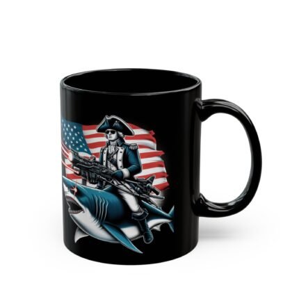 George Washington Riding a Laser Shark Coffee Mug T-Shirt - Buy Now at American Artist Merch