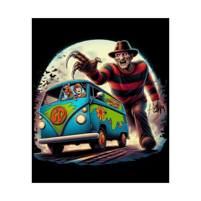 Freddy Krueger Meets Scooby-Doo Mashup Poster – Nightmare Mystery Unleashed T-Shirt - Buy Now at American Artist Merch