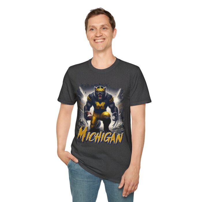 Michigan Wolverines Horror Mashup Shirt - Fear the Blue with a Chilling Twist T-Shirt - Buy Now at American Artist Merch