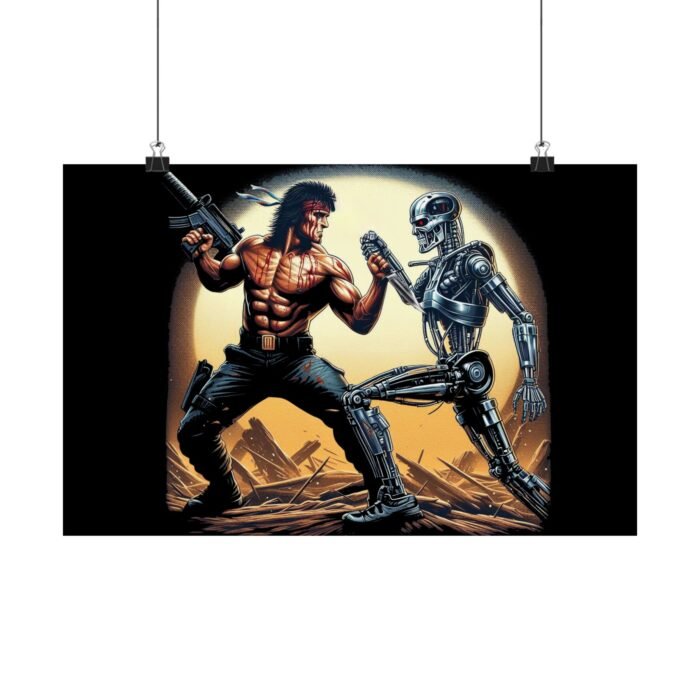 Rambo vs. Terminators Poster - Battle for Survival T-Shirt - Buy Now at American Artist Merch