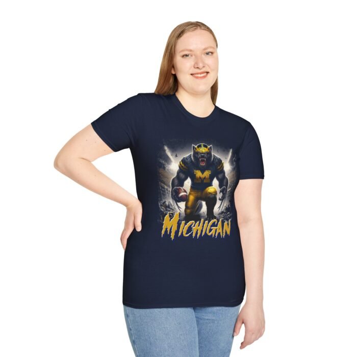 Michigan Wolverines Horror Mashup Shirt - Fear the Blue with a Chilling Twist T-Shirt - Buy Now at American Artist Merch