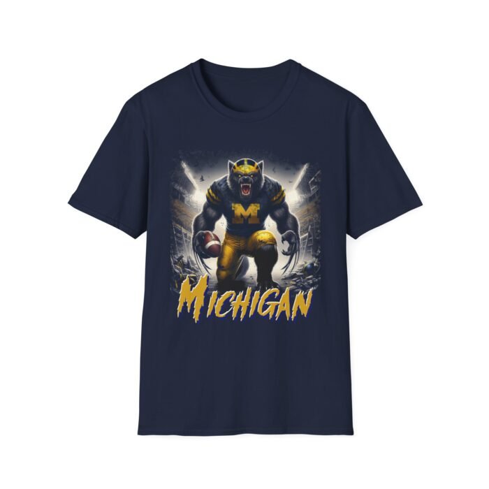 Michigan Wolverines Horror Mashup Shirt - Fear the Blue with a Chilling Twist T-Shirt - Buy Now at American Artist Merch