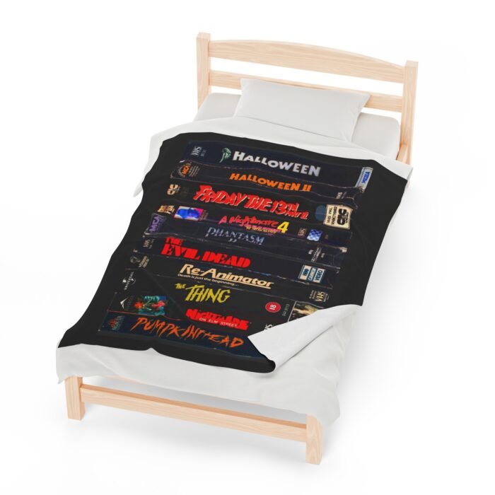 Retro Horror Movies VHS Blanket – Cozy Classic Horror Throw T-Shirt - Buy Now at American Artist Merch