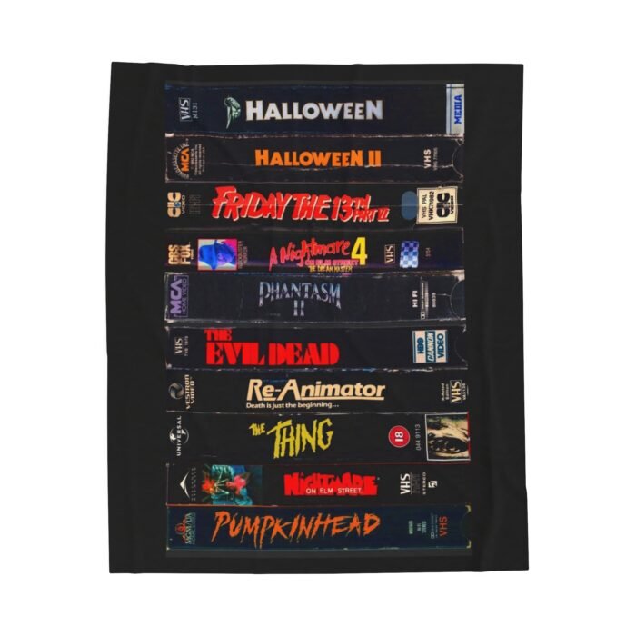 Retro Horror Movies VHS Blanket – Cozy Classic Horror Throw T-Shirt - Buy Now at American Artist Merch