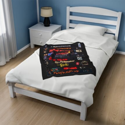 Retro Horror Movies VHS Blanket – Cozy Classic Horror Throw T-Shirt - Buy Now at American Artist Merch